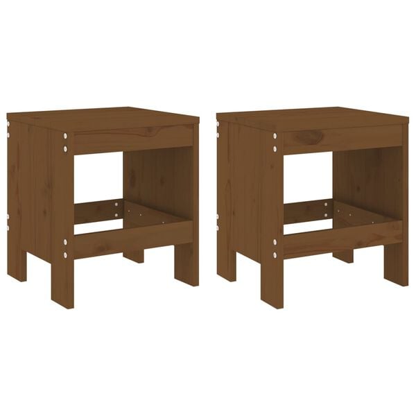 vidaXL Garden Stool Set of 2 Honey brown Solid pine wood Medium