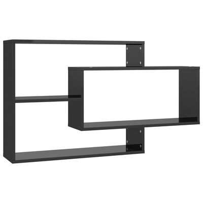 vidaXL Wall Shelves High Gloss Black 40.9" x 7.9" x 23" Engineered Wood