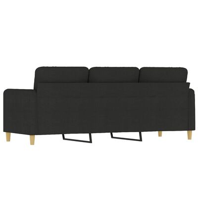 Back view of dark gray sofa showing underside and metal legs, with armrest visible.
