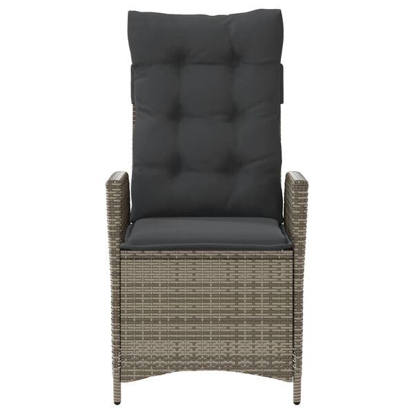 vidaXL Reclining Garden Chair Grey PE rattan, Powder-Coated Steel Standard