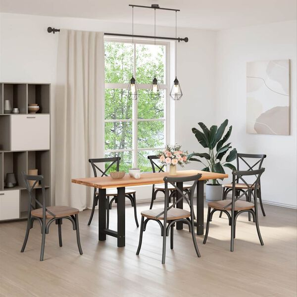 vidaXL Coffee Table Leg Set of 2 Black Powder-coated steel