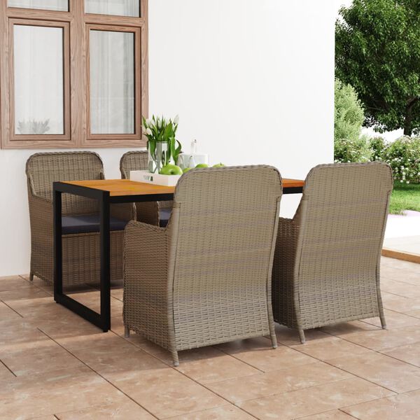 vidaXL 5 Piece Patio Dining Set Brown