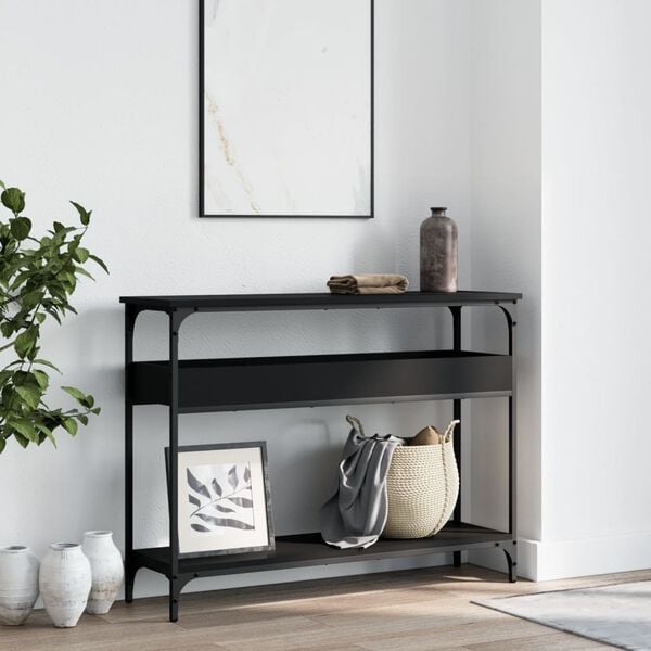 vidaXL Console Table Black Engineered wood 39.4 in x 11.4 in x 29.5 in