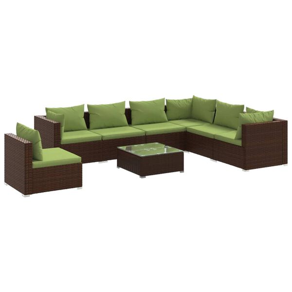 vidaXL Garden Lounge Set Brown PE rattan Modular Garden Lounge Set
