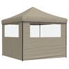 vidaXL Foldable Party Tent Pop-Up with 2 Sidewalls Taupe