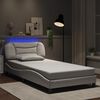 vidaXL Bed Frame with LED without Mattress "Hvar" White 39.4"x74.8"