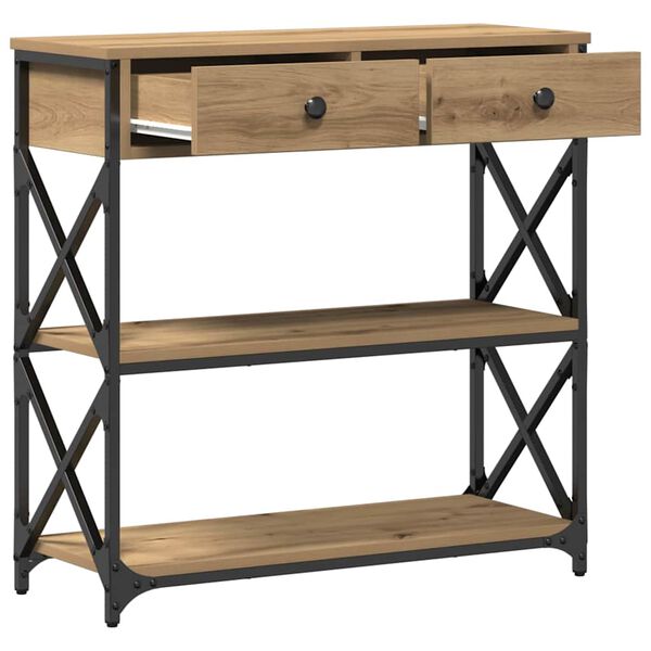 vidaXL Console Table with Drawer artisan oak 75 x 28 x 75 cm