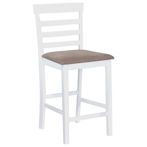 vidaXL Bar Stool Set of 2 White, Brown, Cream Rubberwood, Polyester