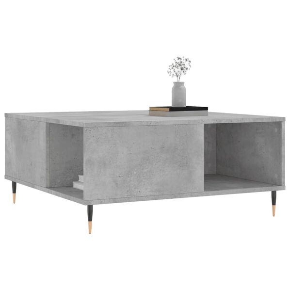 vidaXL Coffee Table Concrete Grey Engineered Wood, Metal 31.5x31.5x14.4 in