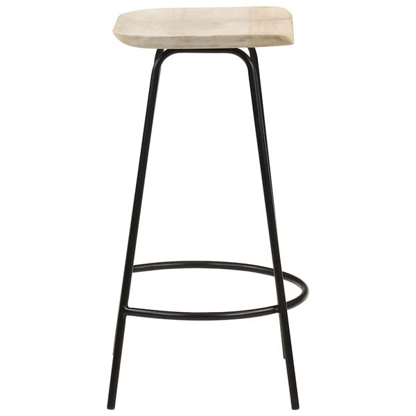 vidaXL Bar Stool Set of 2 Bleached wood and black metal