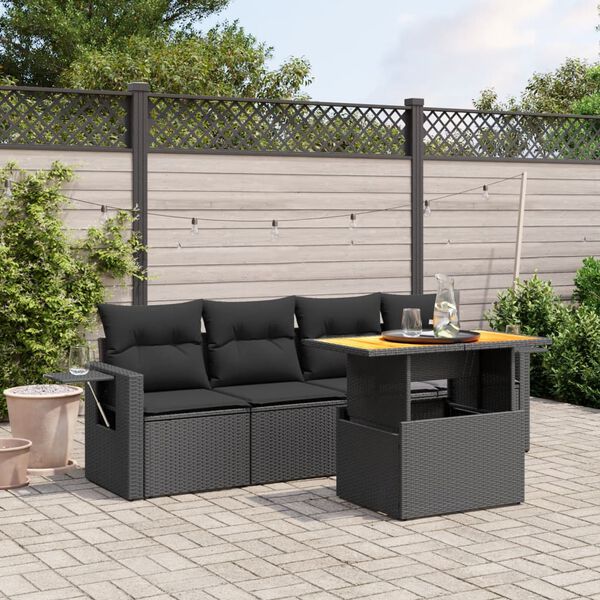 vidaXL Garden Sofa Set Black