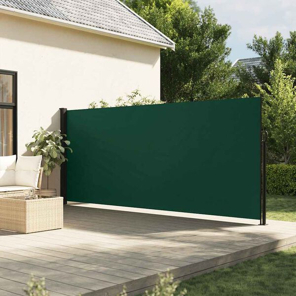 vidaXL Retractable Side Awning Dark Green 100% Polyester with a PU coating