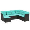 vidaXL Garden Sofa Set Black Poly Rattan, Powder-Coated Steel 7-piece set