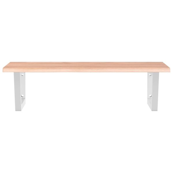 vidaXL Basin Shelf Light brown Steel and Solid Oak Wood Wall mounting