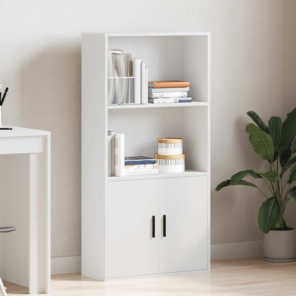 vidaXL Bookcase White Engineered wood Medium Bookcase Rectangular