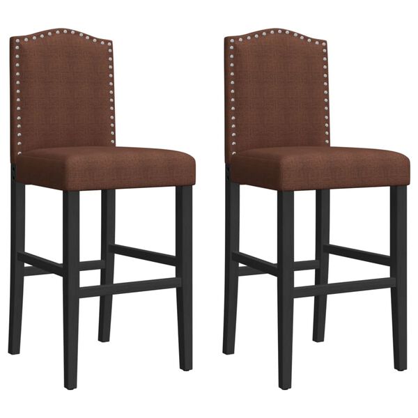 vidaXL Bar Chair Brown and Black Solid rubber wood, fabric (100% polyester)