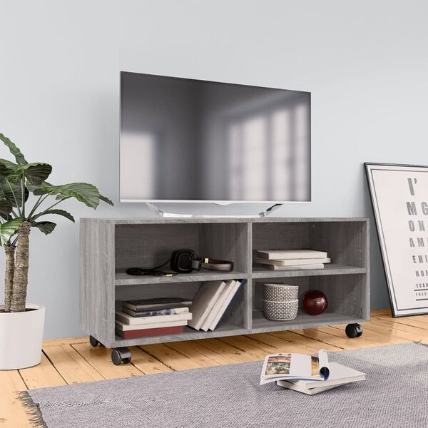 vidaXL TV Cabinet With Casters Grey Sonoma Engineered wood Medium