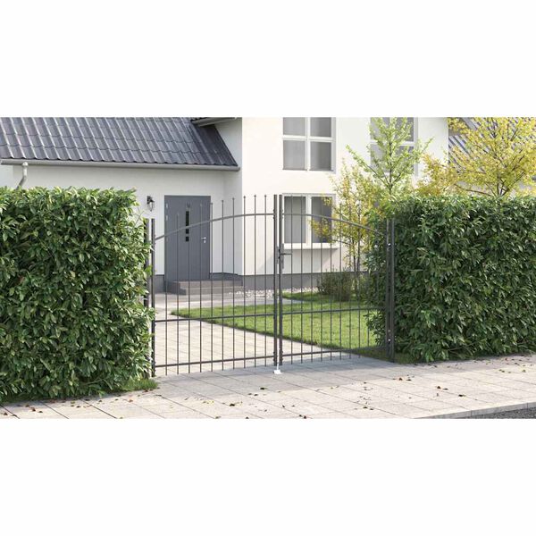 vidaXL Garden Gate with Lock Gray 175 x 300 cm Steel