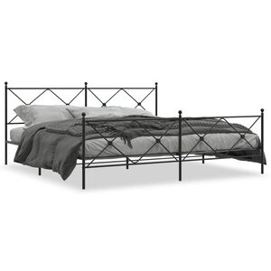 vidaXL Bed Frame Black Steel Double Bed Frame Rectangular