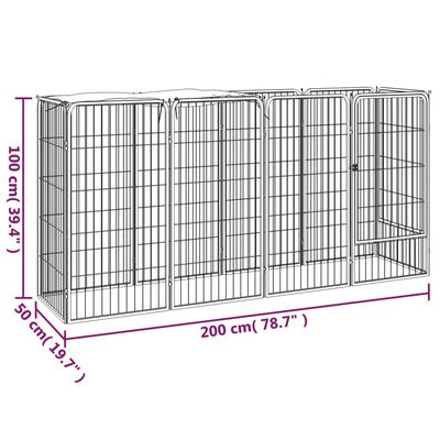 vidaXL 10-Panel Dog Playpen Black 19.7"x39.4" Powder-coated Steel