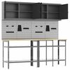 vidaXL Work Bench Set with Shelf with Storage Adjustable Gray Steel