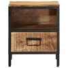 vidaXL Bedside Cabinet Natural wood and black Solid mango wood, iron