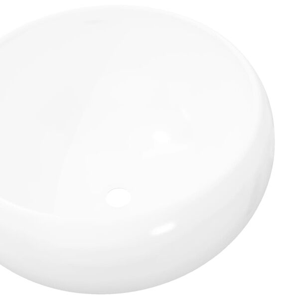 vidaXL Basin Round Ceramic White 15.7"x5.9"