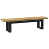 vidaXL Dining Bench Natural, Black Solid Pine Wood 70.9x15.7x17.7 in