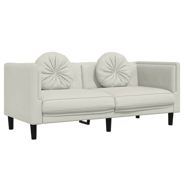vidaXL Sofa Cream Velvet (100% polyester), plywood, solid wood 2-seater