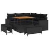vidaXL Garden Sofa Set with Cushion 9 pcs Black Poly Rattan