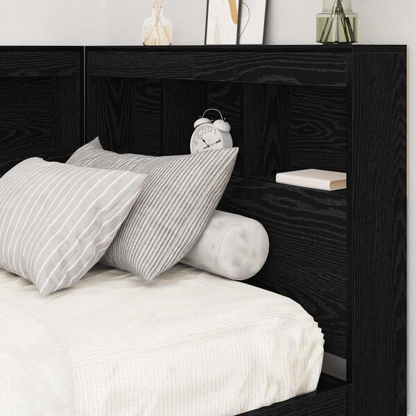 vidaXL Storage Headboard with Shelf Black Oak 29.53 in Engineered Wood