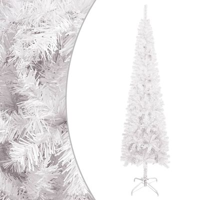 vidaXL Slim Christmas Tree with LEDs White 47.2"