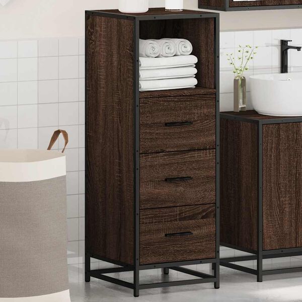 vidaXL Bathroom Cabinet Brown Oak Engineered Wood Bathroom Cabinet