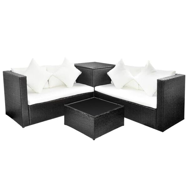 vidaXL Patio Furniture Black Poly Rattan Medium Modular