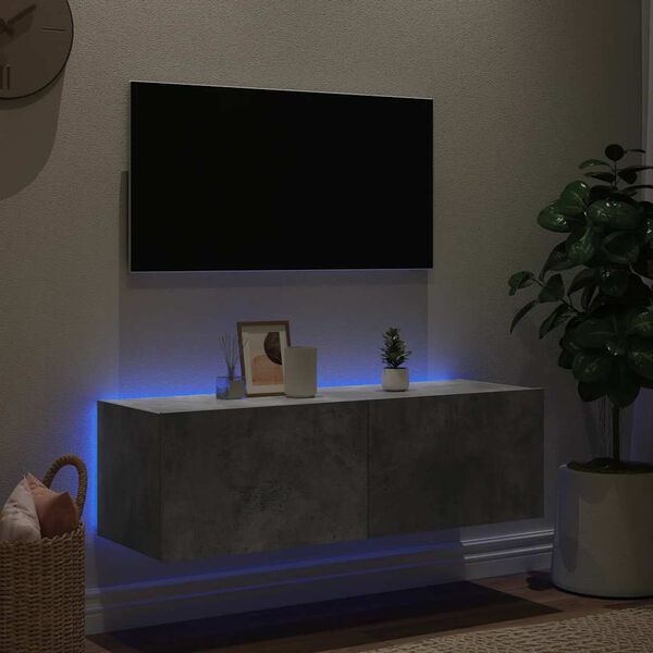 vidaXL TV Wall Cabinet Concrete Gray Engineered Wood Medium