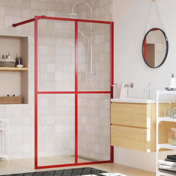 vidaXL Walk-in Shower Wall with Clear ESG Glass Red 55.1"x76.8"