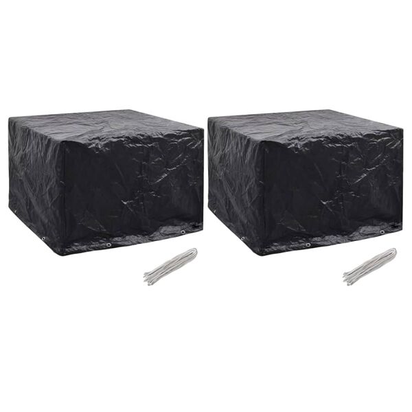 vidaXL Garden Furniture Cover Set of 2 Black Polyethylene