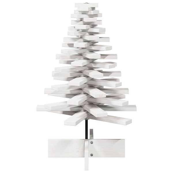 vidaXL Wooden Christmas Tree White Solid pine wood Medium Rotatable