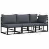 vidaXL Outdoor Furniture with Cushion with Pillow Black Aluminium