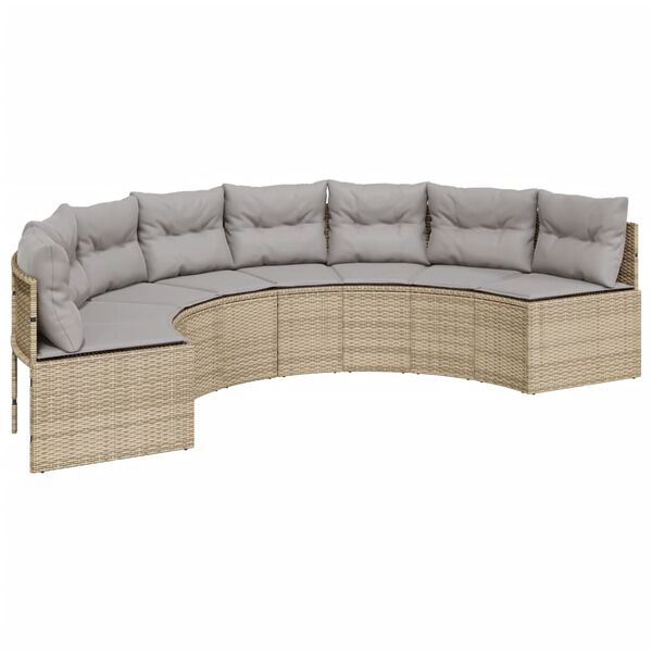 vidaXL Patio Sofa Beige PE Rattan 113 inches long Removable Covers