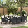 vidaXL Garden Dining Set with Cushion 9 pcs Black Poly Rattan