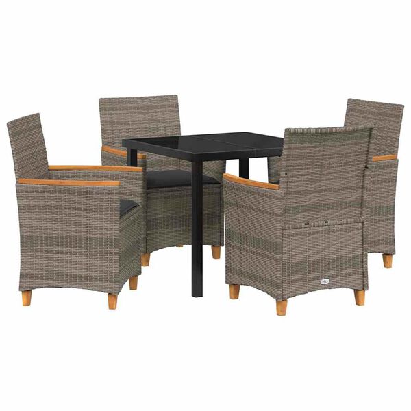 vidaXL Garden Dining Set 5 pcs Gray poly rattan