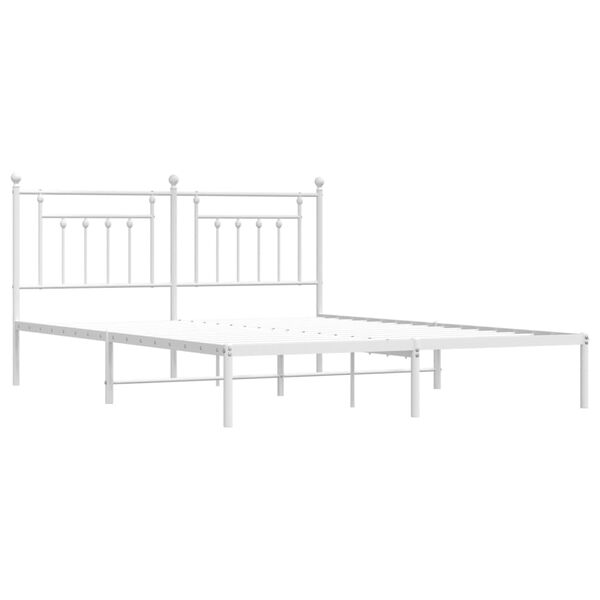 vidaXL Bed Frame White Powder-Coated Steel Super King Bed Frame
