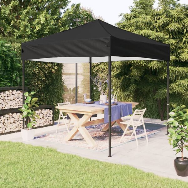 vidaXL Party Tent Black 210D Oxford Fabric with silver coating, Steel