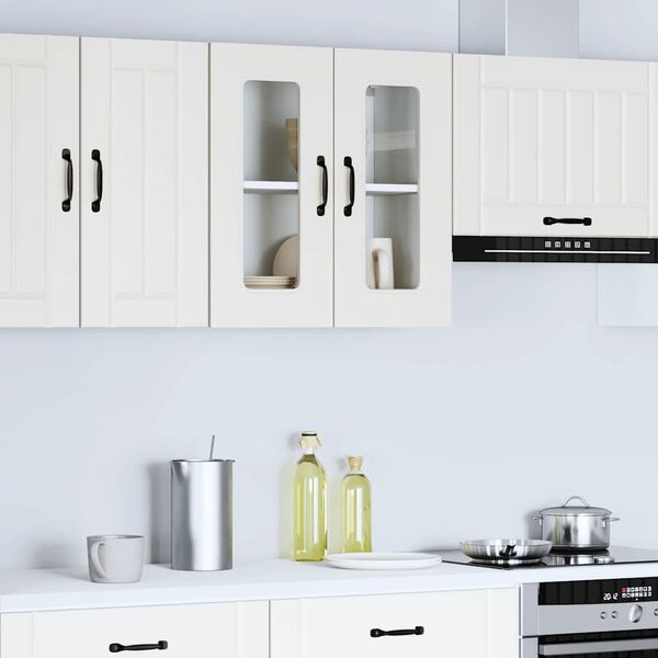 vidaXL Kitchen Wall Cabinet White Engineered Wood and Glass Standard