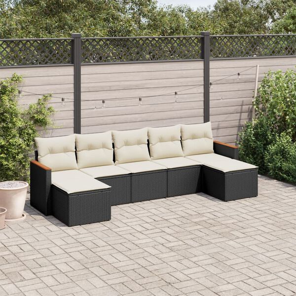 vidaXL Garden Sofa Set Black and Cream White