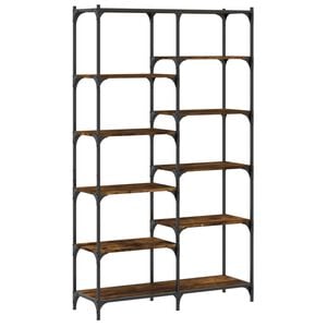 vidaXL Bookshelf Smoked oak Engineered wood, iron 39.4 x 12.6 x 67.0 in
