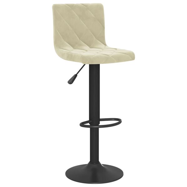 vidaXL Bar Stool Set of 2 Cream Velvet, Steel Standard Swivel