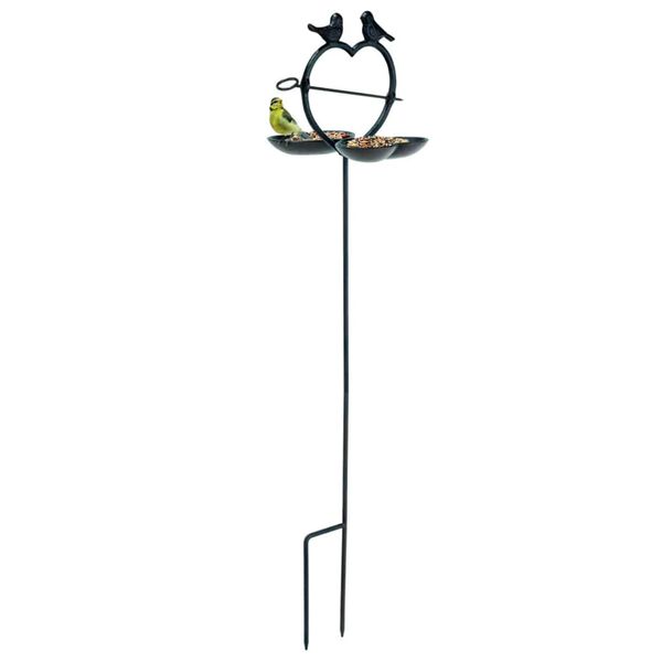 HI Bird Feeder Brown Cast iron Decorative Inlays Heart-shaped