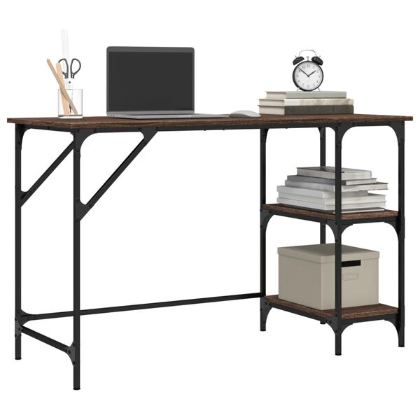 vidaXL Desk Brown oak Engineered wood, metal 47.2 in x 19.7 in x 29.5 in